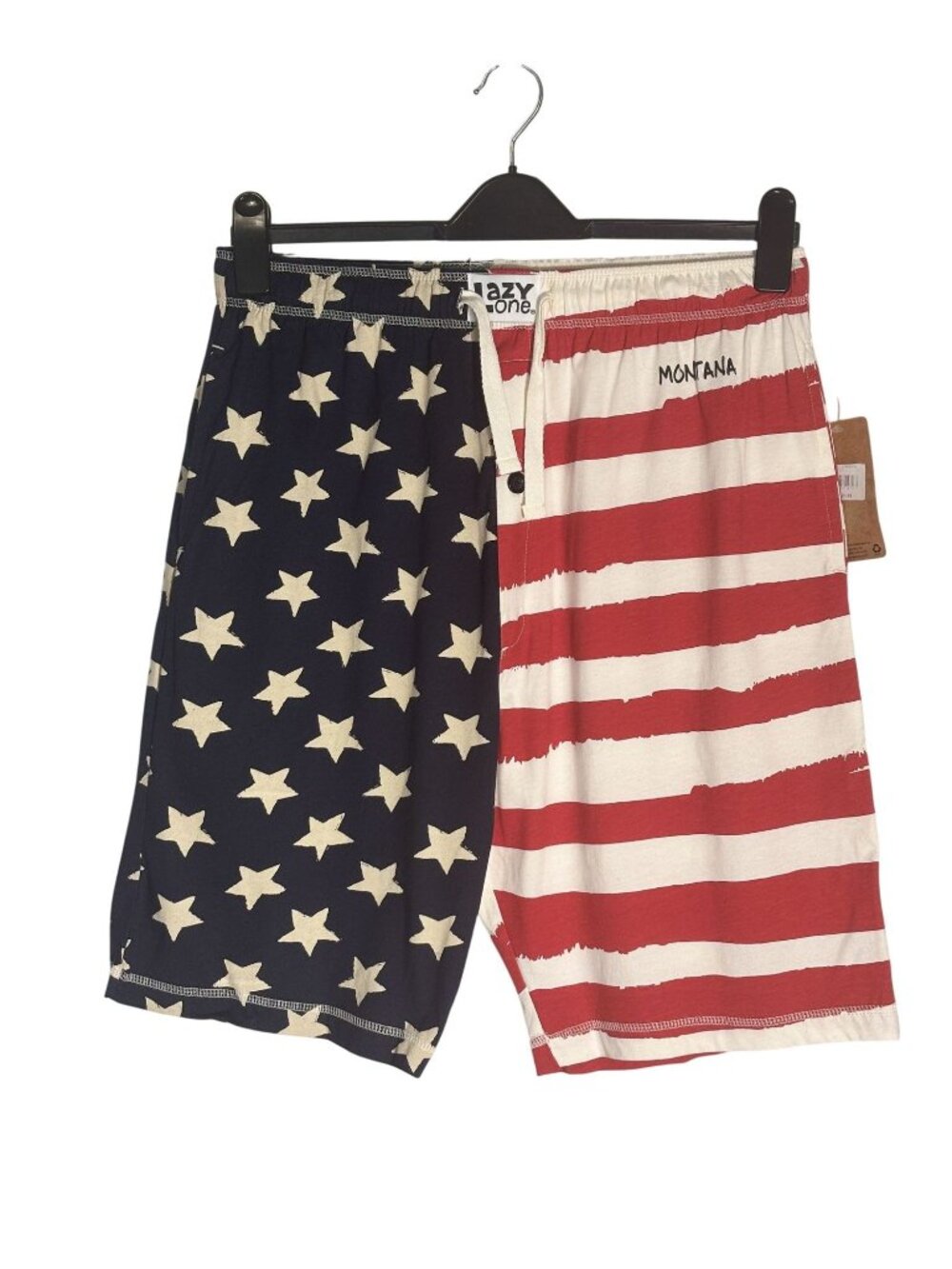 American Flag Lounge Shorts Stars & Stripes Lazy One Cotton Blend Drawstring M